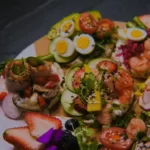 a white plate topped with lots of food